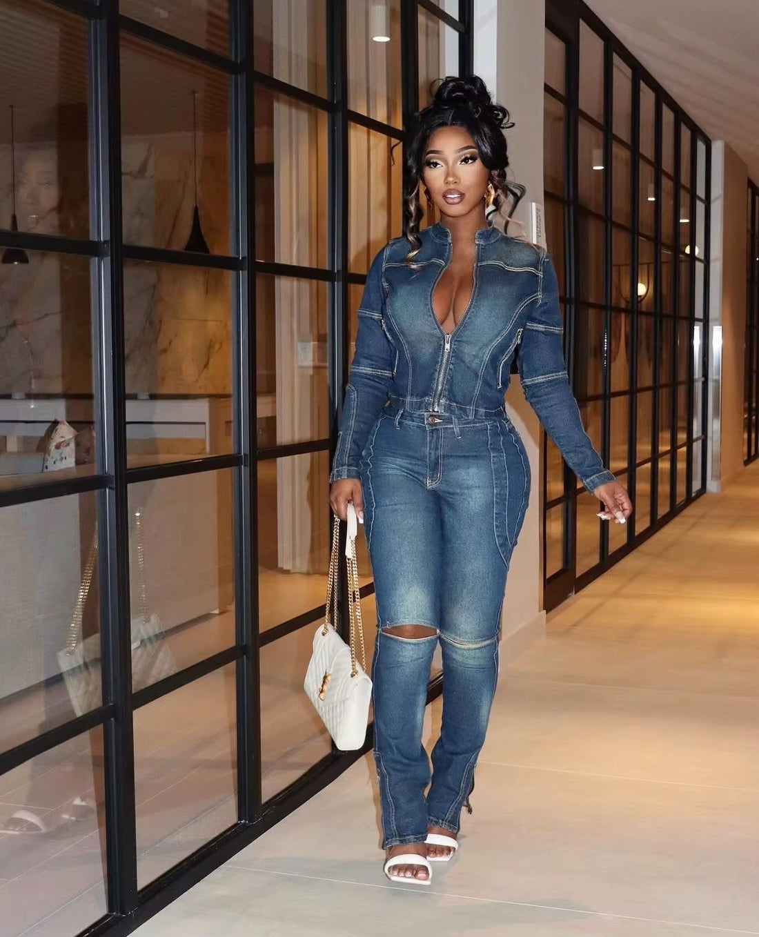 Denim Jacket & Pants Set (DARK BLUE)