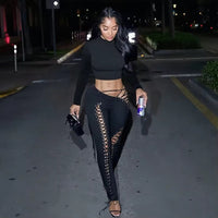 Tie Up Leggings Set (BLACK)