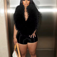 Fur Romper (BLACK)