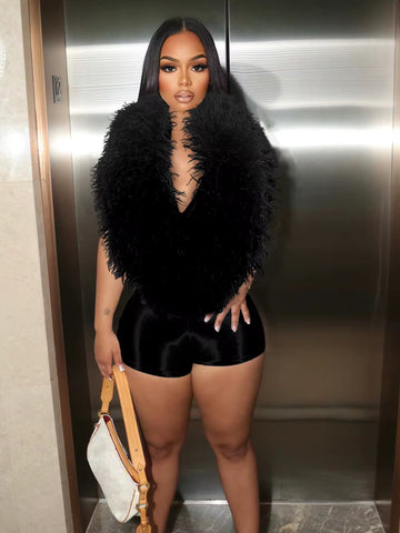 Fur Romper (BLACK)