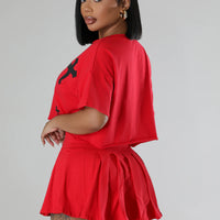 Red Pleated Skort