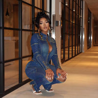 Denim Jacket & Pants Set (DARK BLUE)
