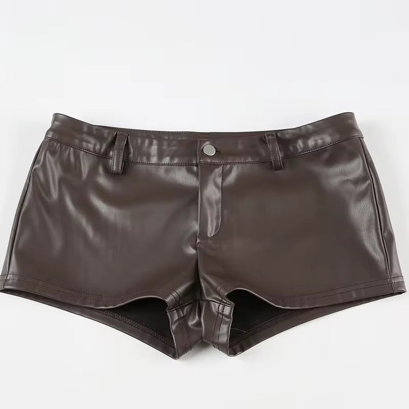 Leather Shorts (BROWN)