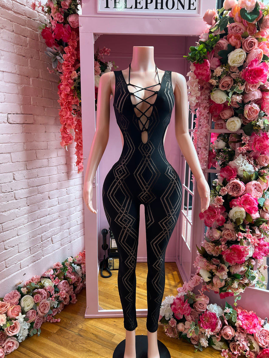 Black Cross Tie Jumpsuit